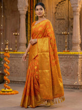MIMOSA Women's Woven Design Kanjivaram Style Art Silk  Saree with Blouse Piece - Rust ( SA00003142RSFREE )