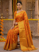 MIMOSA Women's Woven Design Kanjivaram Style Art Silk  Saree with Blouse Piece - Rust ( SA00003142RSFREE )