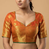 MIMOSA Women's Woven Design Kanjivaram Style Art Silk  Saree with Blouse Piece - Rust ( SA00003142RSFREE )