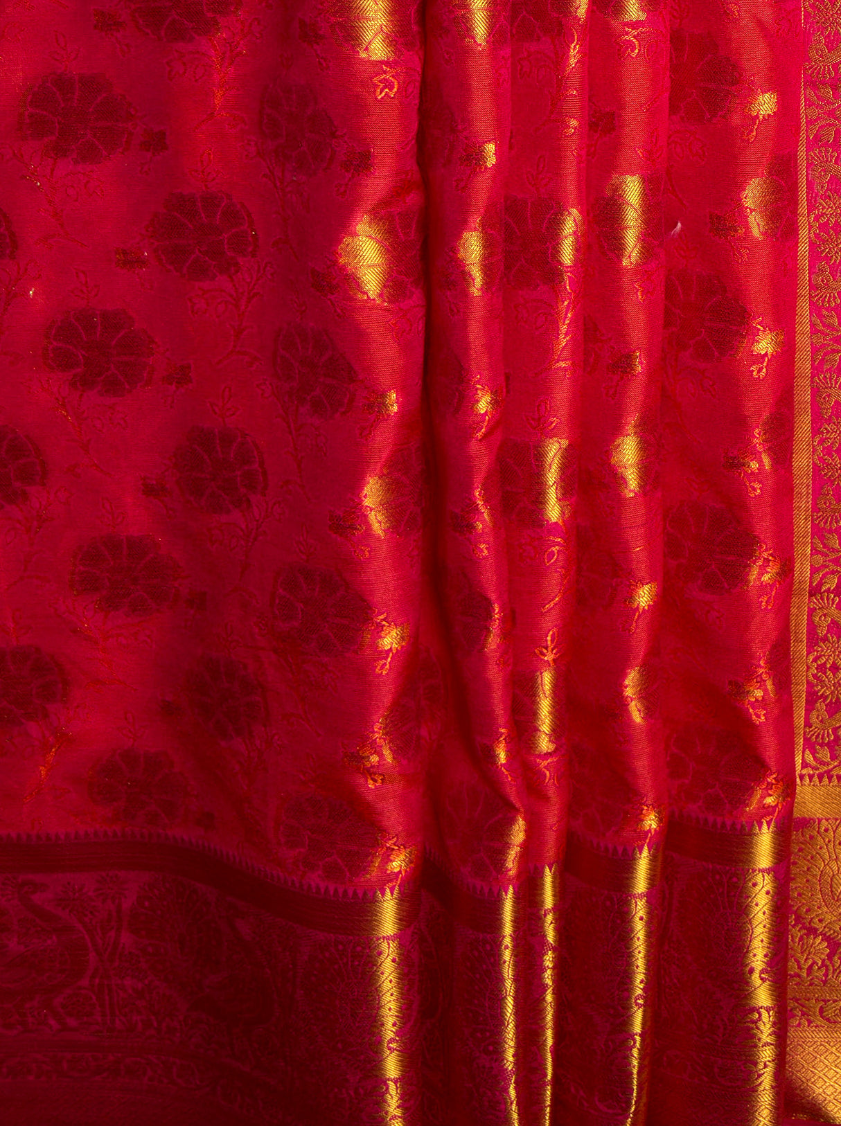 MIMOSA Women's Woven Design Kanjivaram Style Art Silk  Saree with Blouse Piece - Strawberry ( SA00003142STFREE )