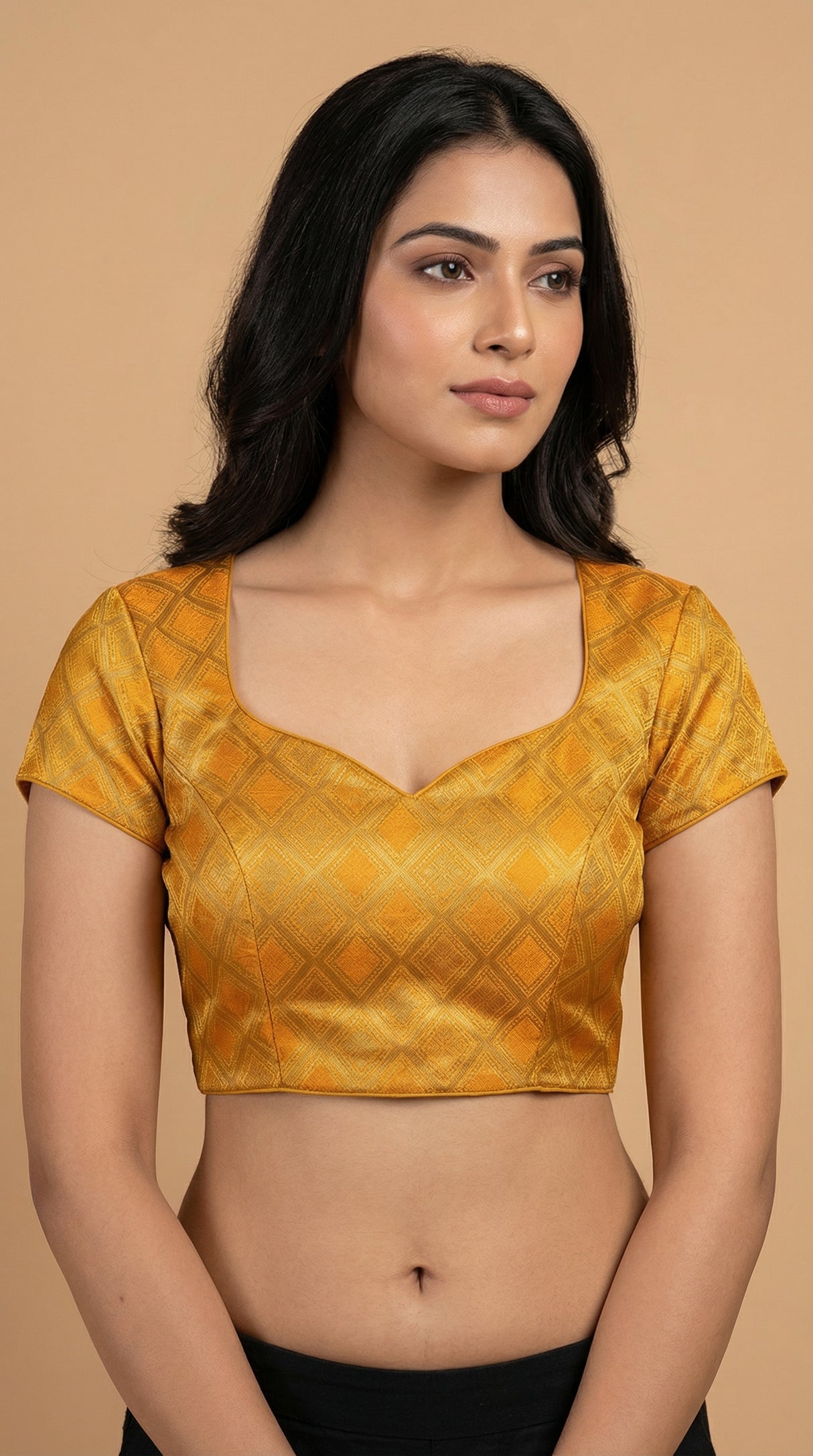 MIMOSA Women's Woven Design Kanjivaram Style Art Silk  Saree with Blouse Piece - Gold ( SA00003143GDFREE )