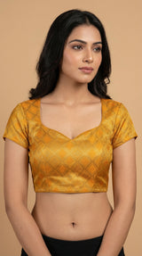MIMOSA Women's Woven Design Kanjivaram Style Art Silk  Saree with Blouse Piece - Gold ( SA00003143GDFREE )