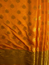 MIMOSA Women's Woven Design Kanjivaram Style Art Silk  Saree with Blouse Piece - Gold ( SA00003143GDFREE )