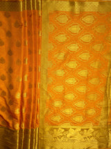 MIMOSA Women's Woven Design Kanjivaram Style Art Silk  Saree with Blouse Piece - Gold ( SA00003143GDFREE )