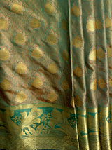 MIMOSA Women's Woven Design Kanjivaram Style Art Silk  Saree with Blouse Piece - Green ( SA00003143GRNFREE )