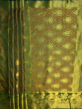 MIMOSA Women's Woven Design Kanjivaram Style Art Silk  Saree with Blouse Piece - Green ( SA00003143GRNFREE )