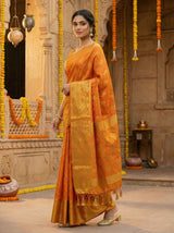 MIMOSA Women's Woven Design Kanjivaram Style Art Silk  Saree with Blouse Piece - Mustard ( SA00003143MSFREE )