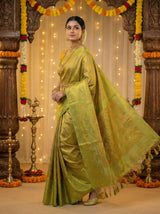 MIMOSA Women's Woven Design Kanjivaram Style Art Silk  Saree with Blouse Piece - Pista ( SA00003143PSFREE )