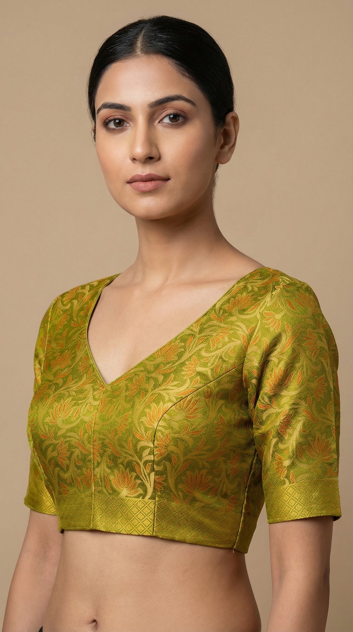 MIMOSA Women's Woven Design Kanjivaram Style Art Silk  Saree with Blouse Piece - Olive ( SA00003144OLFREE )