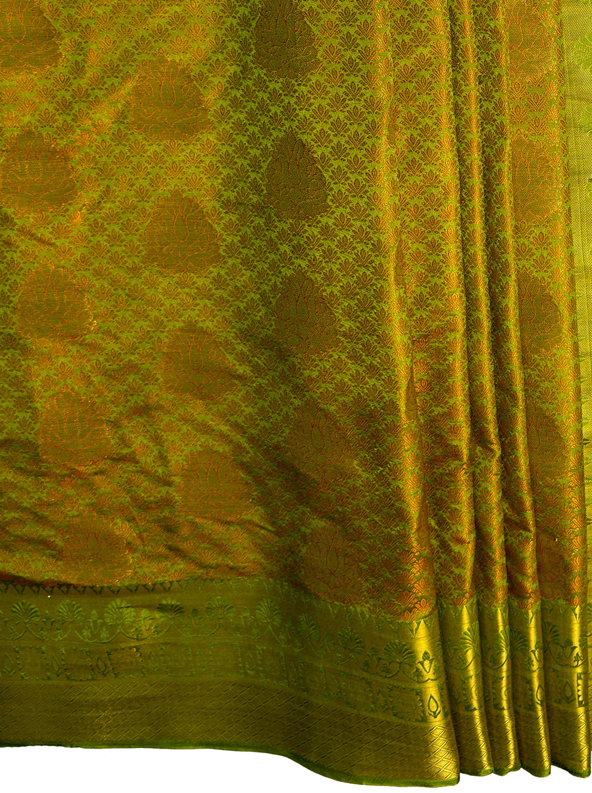 MIMOSA Women's Woven Design Kanjivaram Style Art Silk  Saree with Blouse Piece - Olive ( SA00003144OLFREE )
