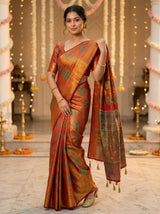 MIMOSA Women's Woven Design Kanjivaram Style Art Silk  Saree with Blouse Piece - Maroon ( SA00003145MRFREE )