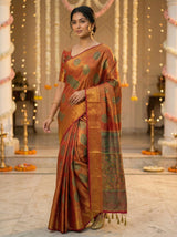 MIMOSA Women's Woven Design Kanjivaram Style Art Silk  Saree with Blouse Piece - Maroon ( SA00003145MRFREE )