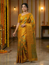 MIMOSA Women's Woven Design Kanjivaram Style Art Silk  Saree with Blouse Piece - Mustard ( SA00003145MSFREE )