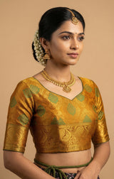 MIMOSA Women's Woven Design Kanjivaram Style Art Silk  Saree with Blouse Piece - Mustard ( SA00003145MSFREE )