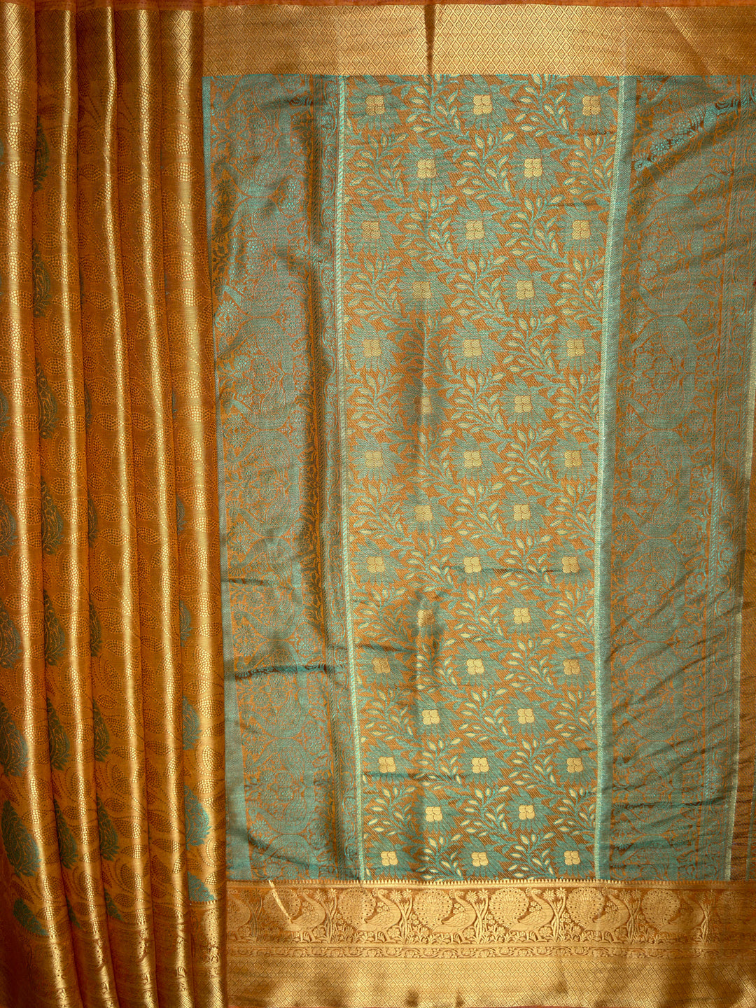 MIMOSA Women's Woven Design Kanjivaram Style Art Silk  Saree with Blouse Piece - Mustard ( SA00003145MSFREE )