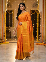 MIMOSA Women's Woven Design Kanjivaram Style Art Silk  Saree with Blouse Piece - Gold ( SA00003146GDFREE )
