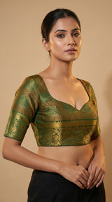 MIMOSA Women's Woven Design Kanjivaram Style Art Silk  Saree with Blouse Piece - Green ( SA00003146GRNFREE )