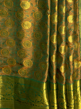 MIMOSA Women's Woven Design Kanjivaram Style Art Silk  Saree with Blouse Piece - Green ( SA00003146GRNFREE )