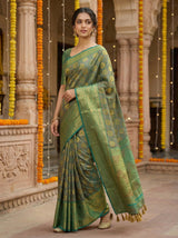 MIMOSA Women's Woven Design Kanjivaram Style Art Silk  Saree with Blouse Piece - Rama ( SA00003146RMFREE )