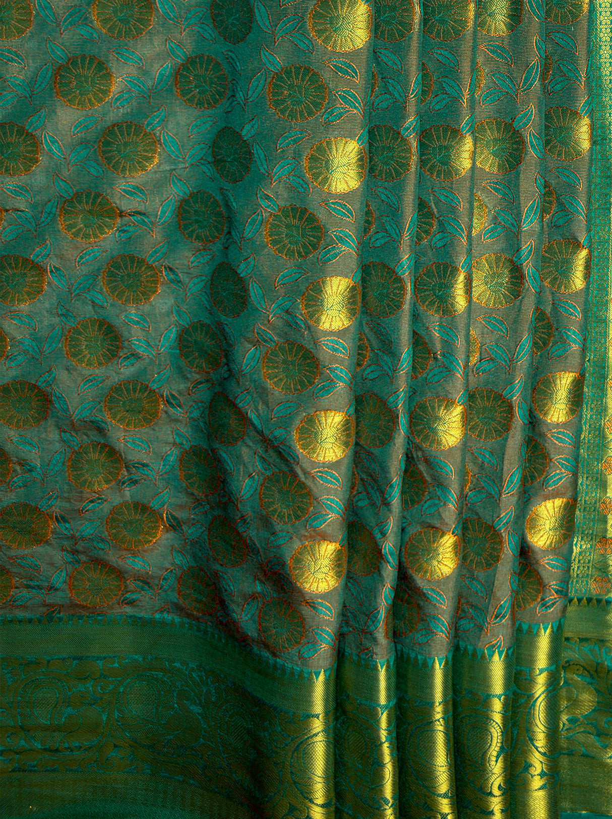 MIMOSA Women's Woven Design Kanjivaram Style Art Silk  Saree with Blouse Piece - Rama ( SA00003146RMFREE )