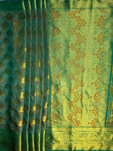 MIMOSA Women's Woven Design Kanjivaram Style Art Silk  Saree with Blouse Piece - Rama ( SA00003146RMFREE )