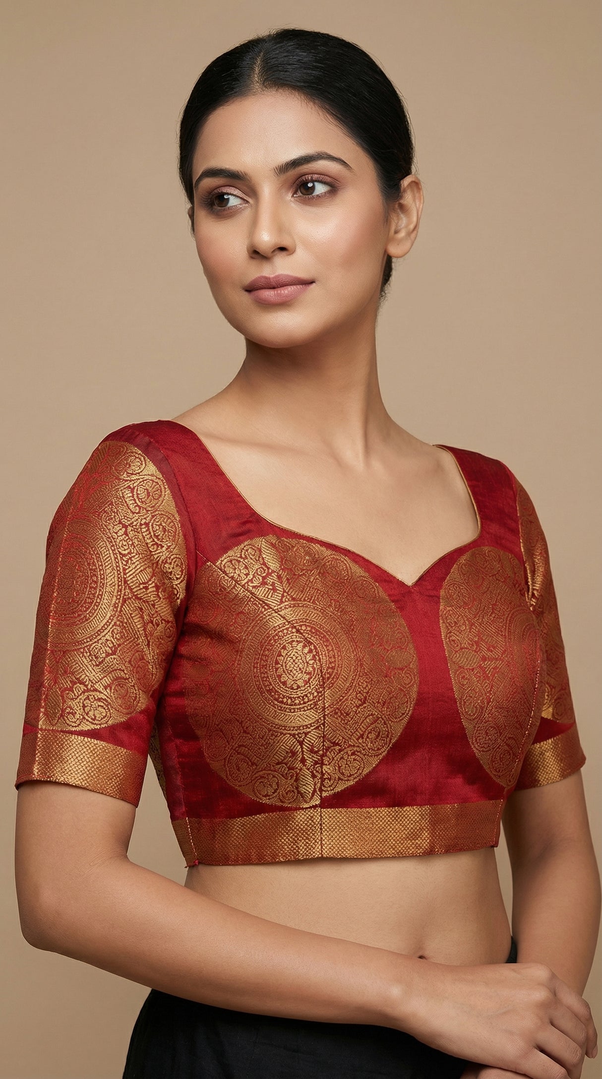 MIMOSA Women's Woven Design Kanjivaram Style Art Silk  Saree with Blouse Piece - Maroon ( SA00003148MRFREE )