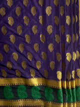MIMOSA Women's Woven Design Kanjivaram Style Art Silk  Saree with Blouse Piece - Navy ( SA00003149NVFREE )