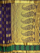 MIMOSA Women's Woven Design Kanjivaram Style Art Silk  Saree with Blouse Piece - Navy ( SA00003149NVFREE )