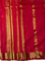 MIMOSA Women's Woven Design Banarasi Style Linen Saree with Blouse Piece - Rani ( SA00003153RNFREE )