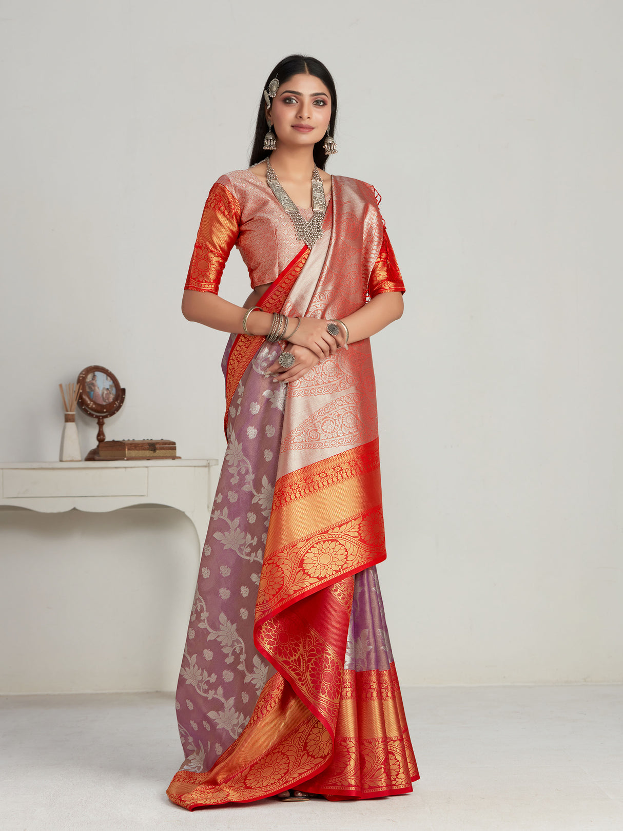 Mimosa Women's Woven Design Kanjivaram Art Silk Saree With Blouse Piece : SA0000463MJ