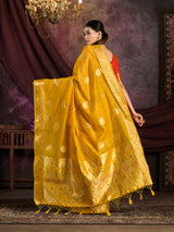 Mimosa Women's Woven Design Bishnupur Art Silk Saree With Blouse Piece : SA0000865YLW