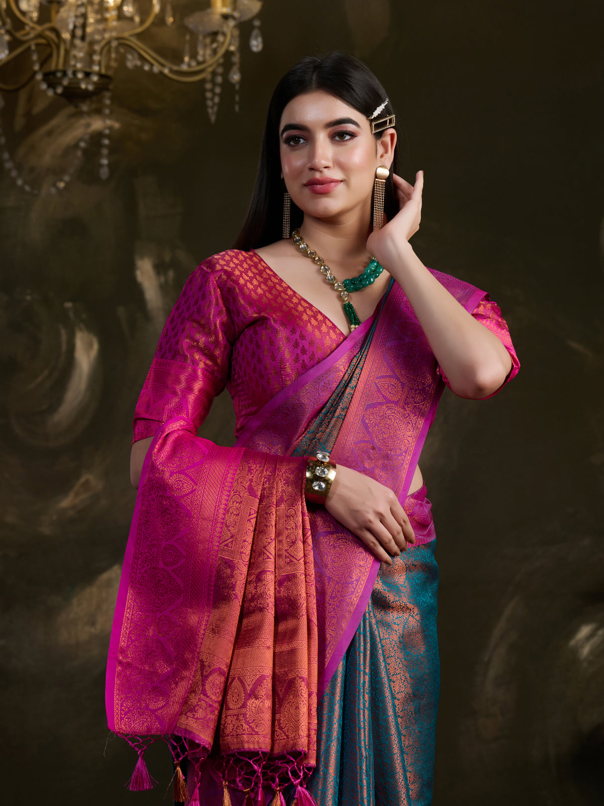 Mimosa Women's Woven Design Kanjivaram Art Silk Saree With Blouse Piece : SA0000915SF