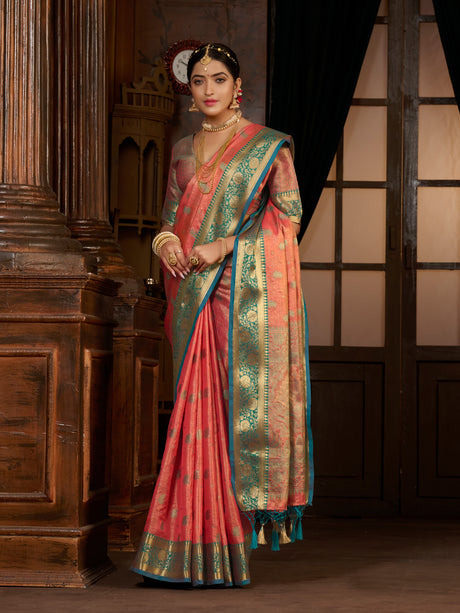Mimosa Women's Woven Design Kanjivaram Art Silk Saree With Blouse Piece : SA0000943GJ