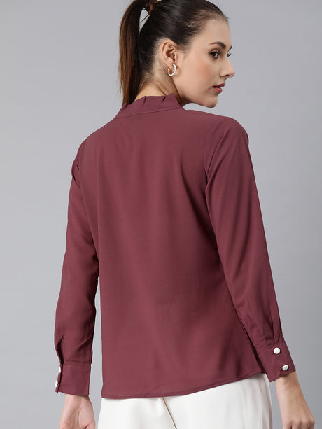 Mimosa women Maroon Solid Shirt Top