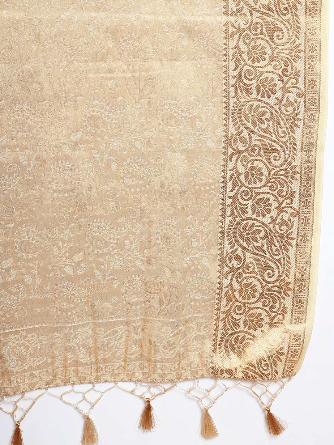 Mimosa Womens Art Silk Saree Kasavu Cream Color