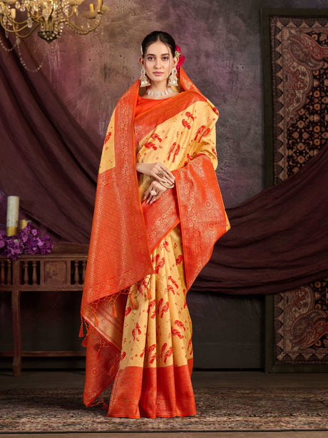 Mimosa Women's Woven Design Kanjivaram Art Silk Saree With Blouse Piece : SA0000899PC