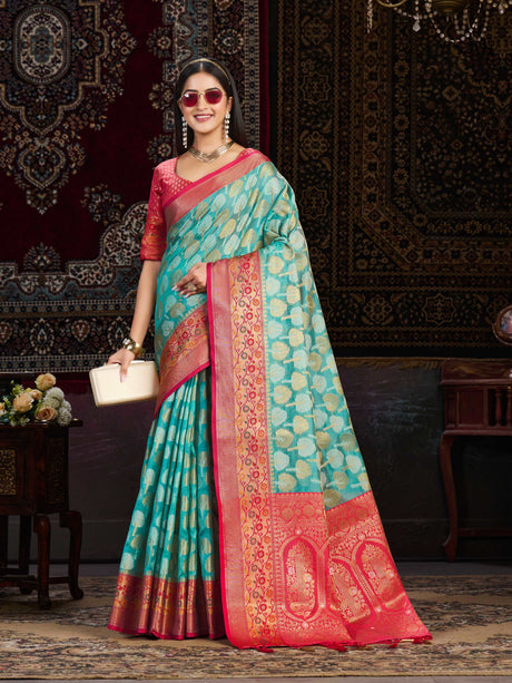 Mimosa Women's Woven Design Banarasi Art Silk Saree With Blouse Piece : SA0000945RM
