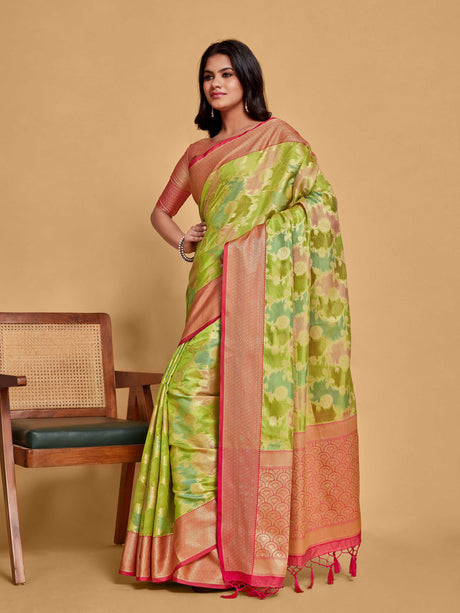 Mimosa Women's Woven Design Banarasi Art Silk Saree With Blouse Piece : SA00001214PGFREE