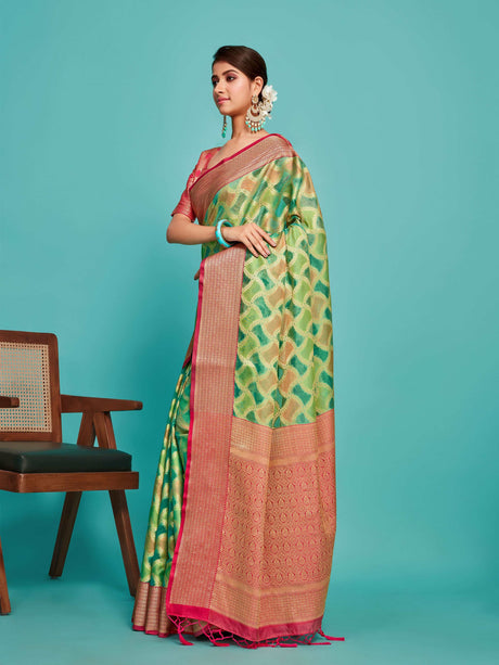 Mimosa Women's Woven Design Banarasi Art Silk Saree With Blouse Piece : SA00001212SFFREE