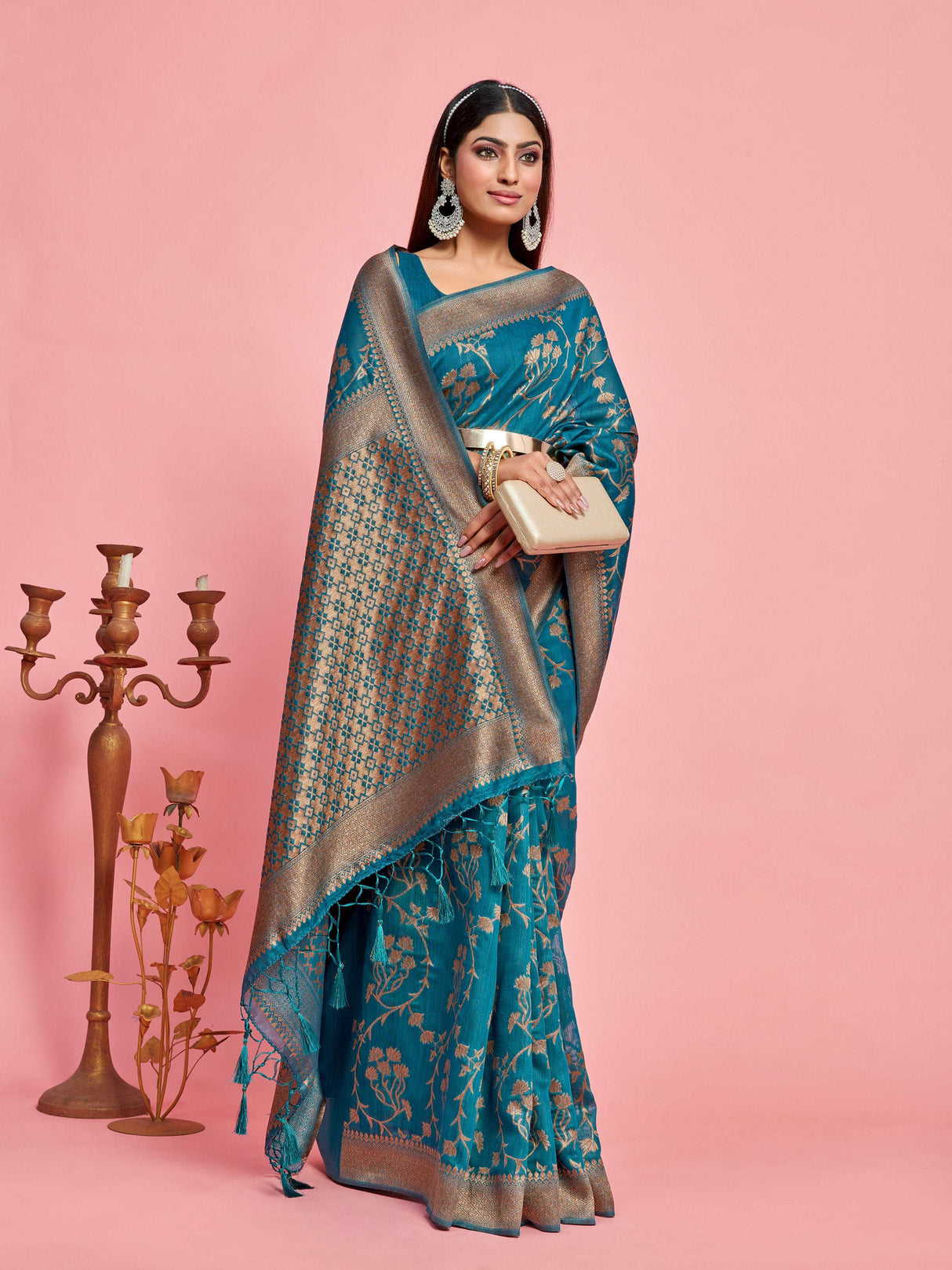 Mimosa Women's Woven Design Banarasi Art Silk Saree With Blouse Piece : SA00001216SFFREE
