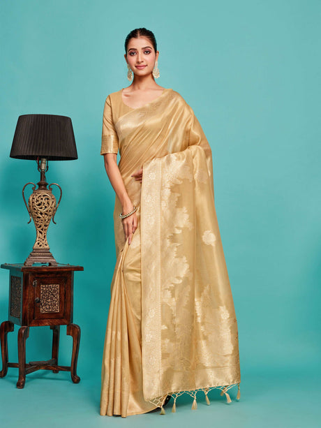 Mimosa Women's Woven Design Banarasi Art Silk Saree With Blouse Piece : SA00001218CKFREE