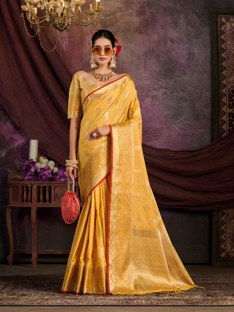 Mimosa Women's Woven Design Chhattisgarh Art Silk Saree With Blouse Piece : SA0000862GD