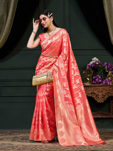 Mimosa Women's Woven Design Banarasi Art Silk Saree With Blouse Piece : SA0000871PC