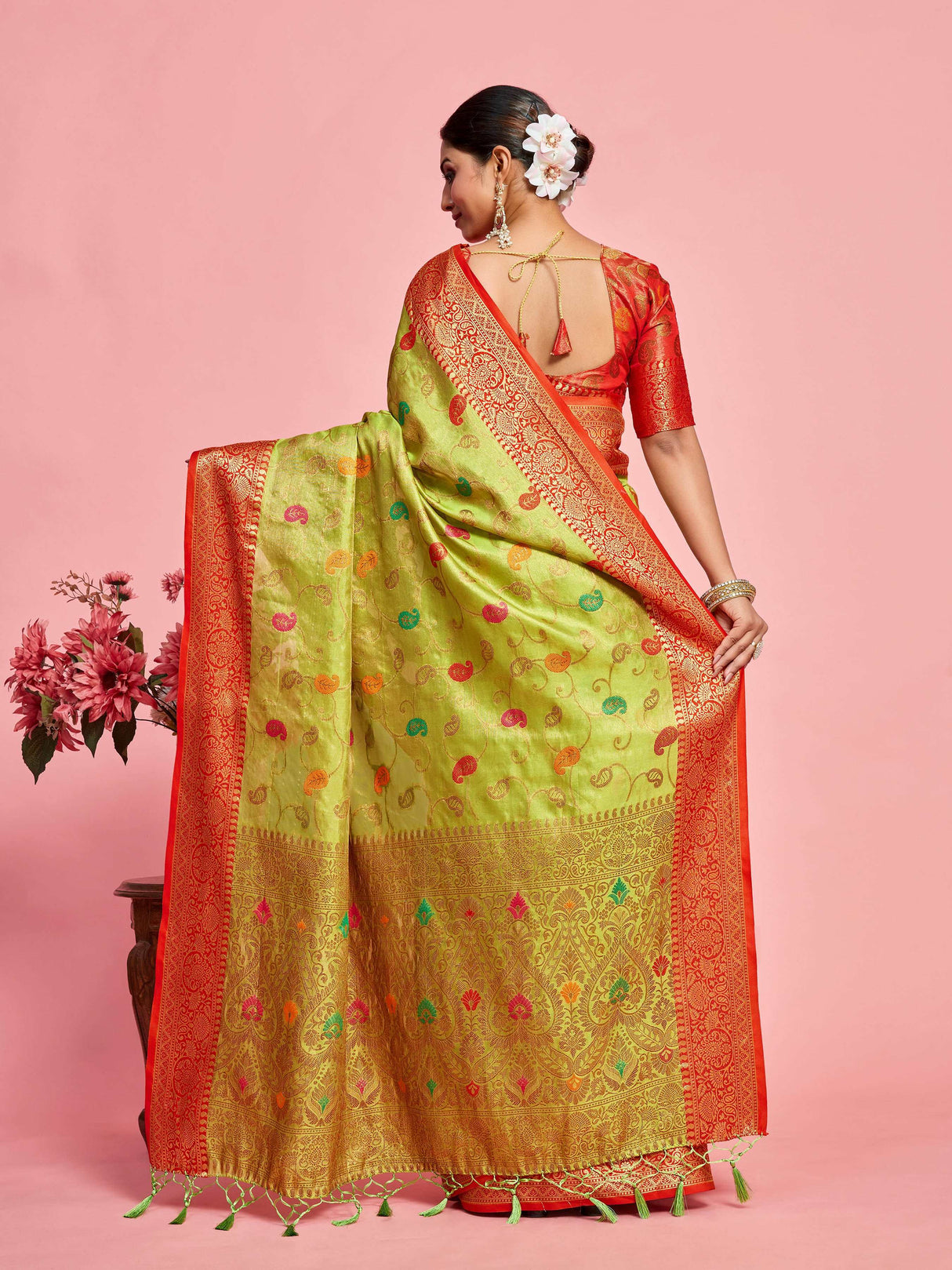 Mimosa Women's Woven Design Banarasi Art Silk Saree With Blouse Piece : SA00001223OLFREE