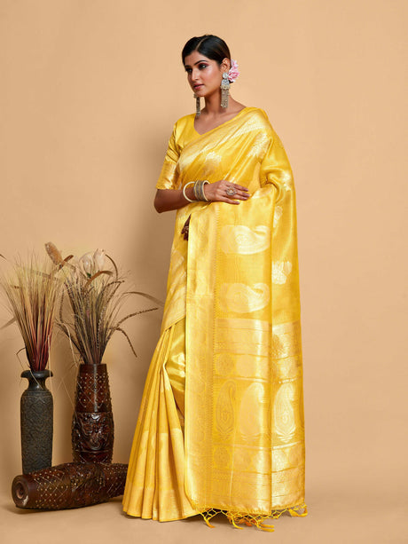 Mimosa Women's Woven Design Banarasi Art Silk Saree With Blouse Piece : SA00001217GDFREE