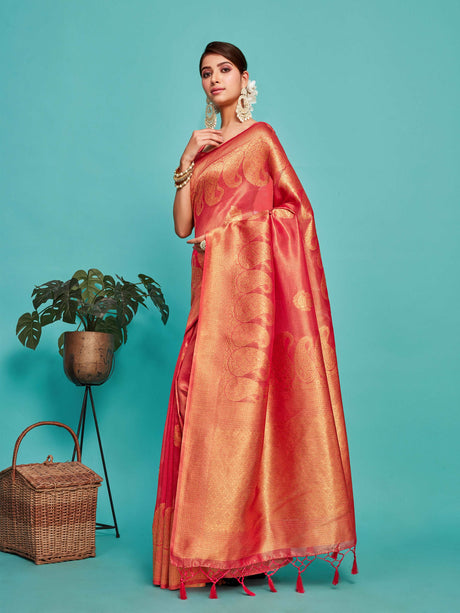 Mimosa Women's Woven Design Banarasi Art Silk Saree With Blouse Piece : SA00001237RNFREE