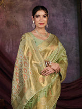 Mimosa Women's Woven Design Kanjivaram Art Silk Saree With Blouse Piece : SA0000905PS