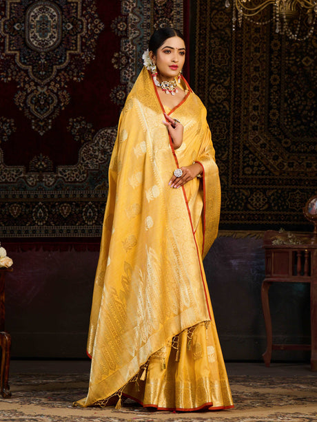 Mimosa Women's Woven Design Chhattisgarh Art Silk Saree With Blouse Piece : SA0000863GD