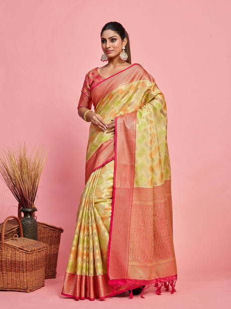 Mimosa Women's Woven Design Banarasi Art Silk Saree With Blouse Piece : SA00001212TSFREE