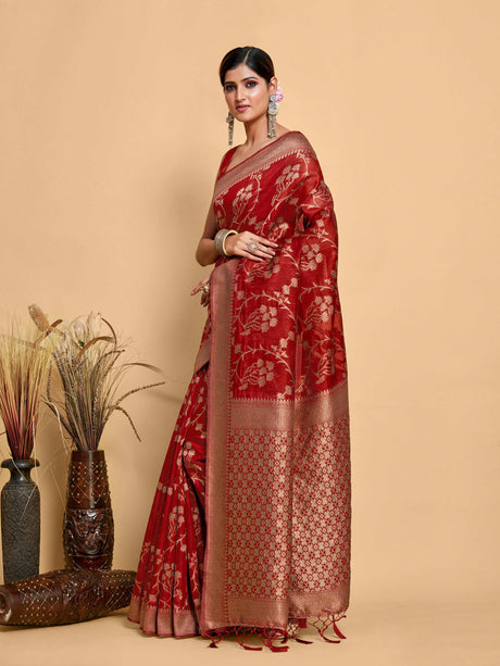 Mimosa Women's Woven Design Banarasi Art Silk Saree With Blouse Piece : SA00001216MRFREE
